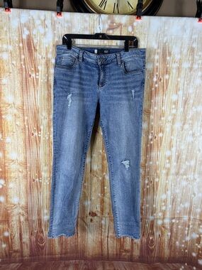 Kut from the Kloth Light Blue Distressed High-Rise Cropped Jeans